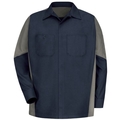Workwear Outfitters Men's Long Sleeve Two-Tone Crew Shirt Charcoal/Royal Blue, Large SY10CR-RG-L